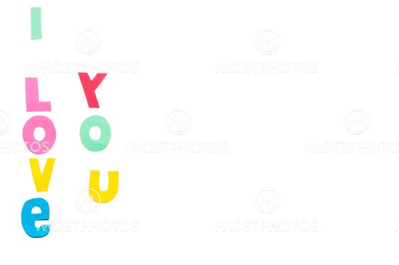 I love you text - white background