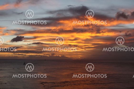 sunset sky over pacific ocean