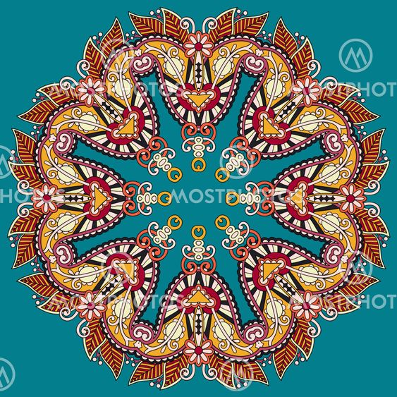 Circle lace ornament, round ornamental geometric doily...