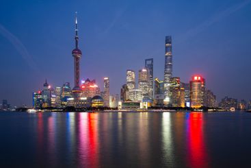 Shanghai skyline at dusk, China
