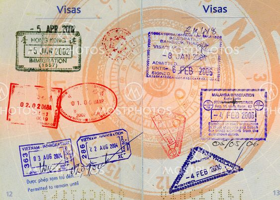 asian visas on compass background