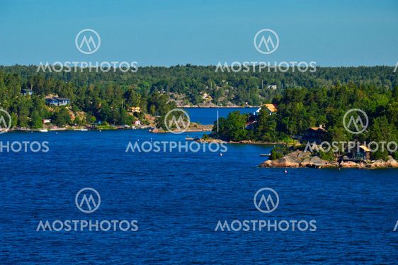 Swedish settlements on islets of Stockholm Archipelago in Baltic Sea, Sweden