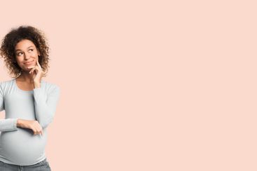 Pregnant woman dreaming, imagining motherhood life, free...