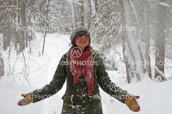 Young woman in winter clothing