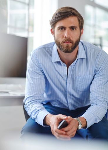 Man, portrait and professional architect in office,...