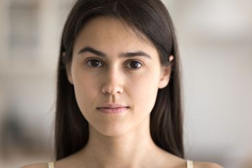 Cropped closeup portrait beautiful female teenager face...