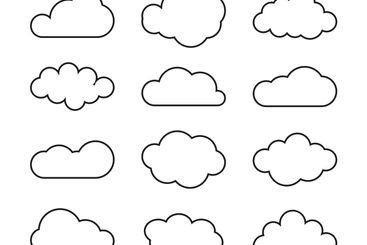 Set of blue sky, clouds. Cloud icon, cloud shape. Set of...