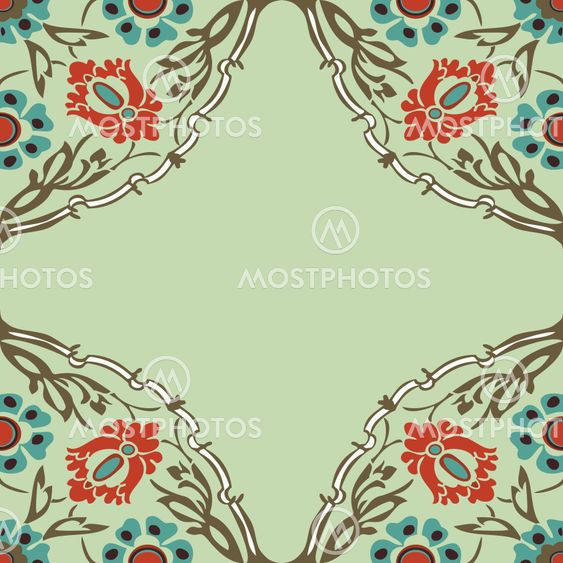 Colorful round floral border corner abstract background vector