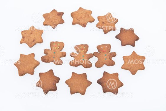 Homemade Ginger Cookies. Tree Gingerbread Men and Stars