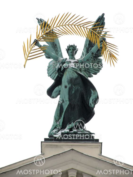statue on Opera House in Lviv