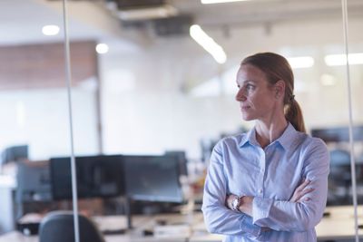 portrait of casual business woman at office