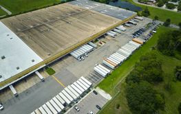 Aerial view of large commercial loading bay with many...