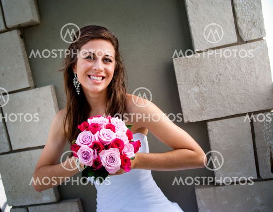 Smiling Bride outside