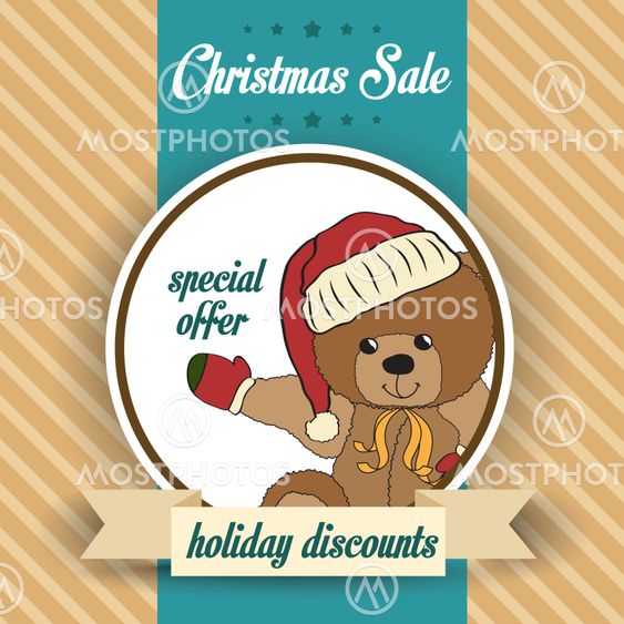 Christmas sale design with teddy bear
