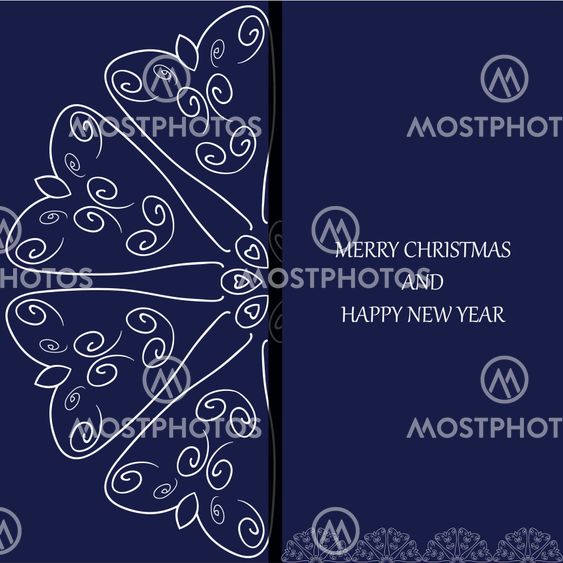 card with Christmas ornament on a blue background