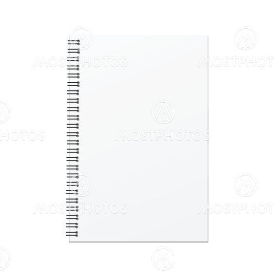 Vector open blank notebook template on white background.