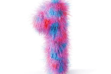 Blue pink fur font Number 1 ONE 3D