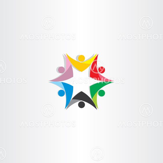 colorful people teamwork star icon
