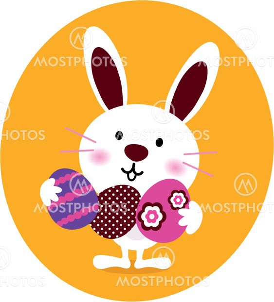 Cute Bunny holding easter eggs
