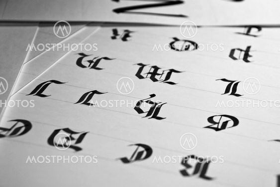 Calligraphically written alphabet