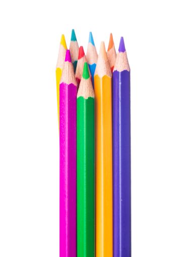 Vibrant collection of colored pencils arranged neatly...