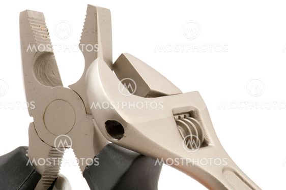 monkey wrench with pliers close up