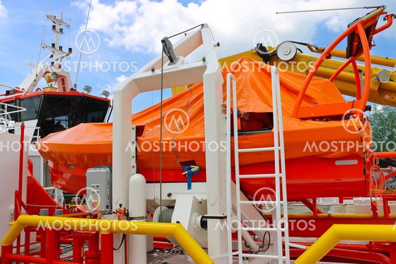 Lifeboat on a modern ship