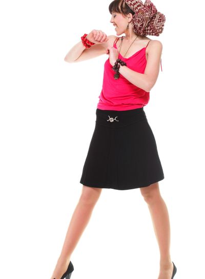 Full length woman in a turban isolated