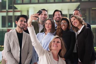Multiracial Business Team Smiling Together Taking Selfie