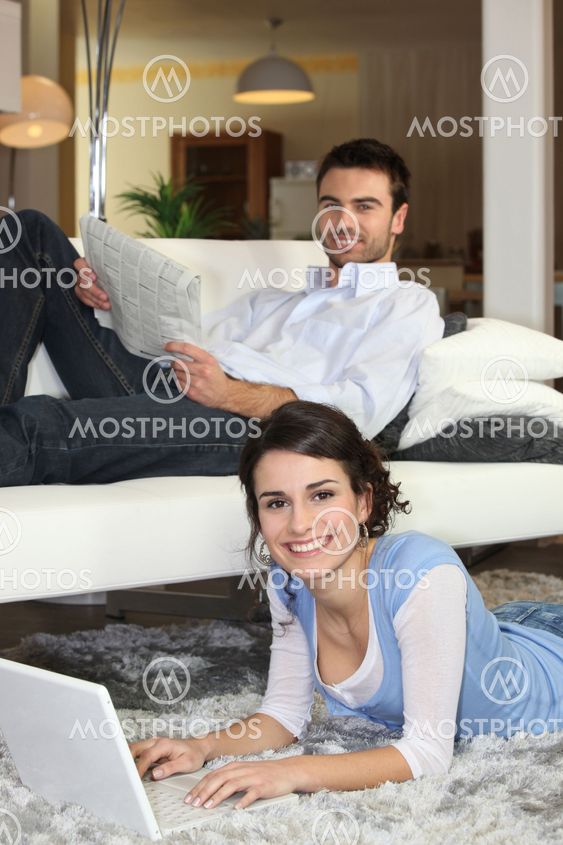 couple relaxing at home