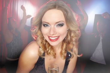 Woman, drink and club celebration in portrait,...