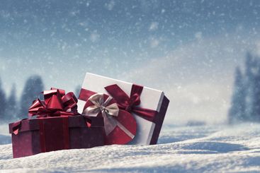 Beautiful Christmas gifts under the snow