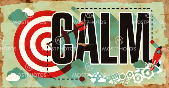 Calm - Word on Grunge Poster in Flat Design.