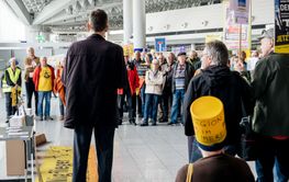 People protesting against construction of Terminal 3...