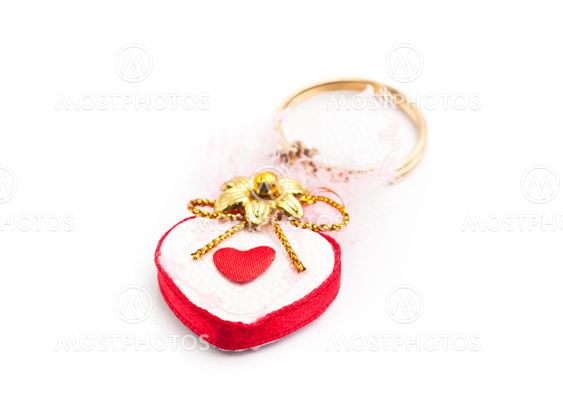 Red heart trinket (love, valentine day series on the white background