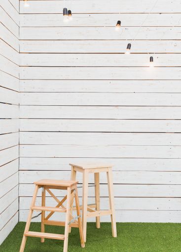 Wooden staircase ladder as the interior decoration