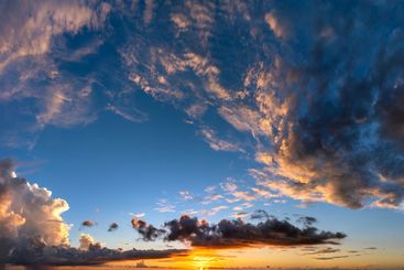 Amazing evening skyscape. Sunset sky with bright...
