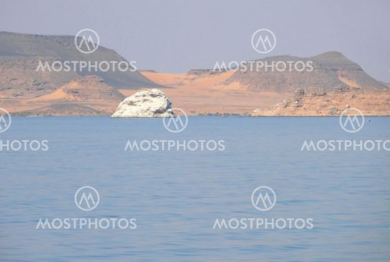 Lake Nasser with a desert shore.