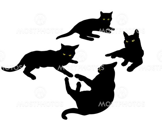 Black silhouettes of cats.