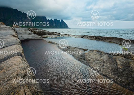 Summer Senja coast (Jagged Ersfjord, Norway, polar )