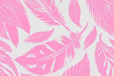 simple two-color seamless pattern of pink feathers on...