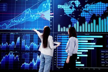 Female Business Analyst Using Big Data Dashboard