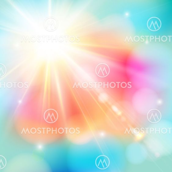Bright shining sun with lens flare.