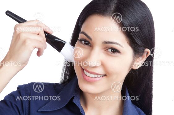 Woman Applying Cosmetic Paint Brush