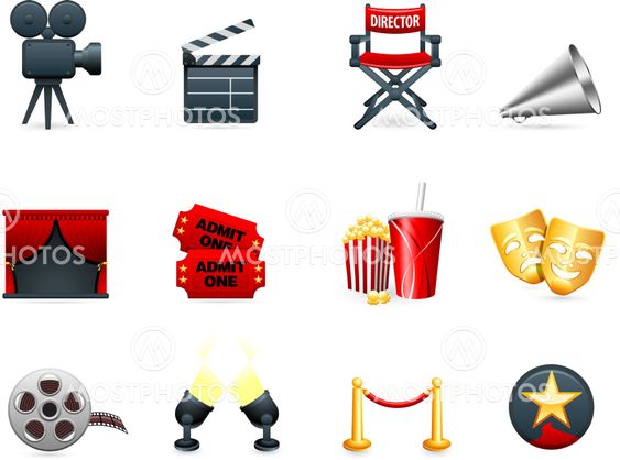 Film and movies industry icon collection