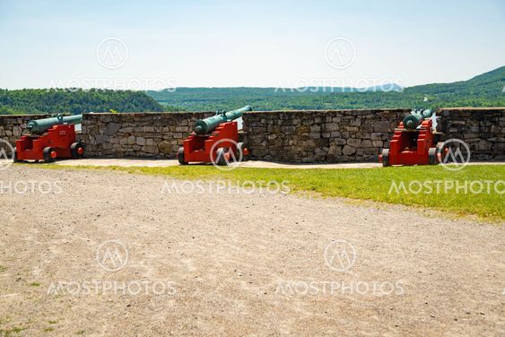Fort Ticonderoga, fort headquarters, stone walls and...