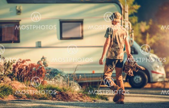 Men Going To Rest in His Camper Van