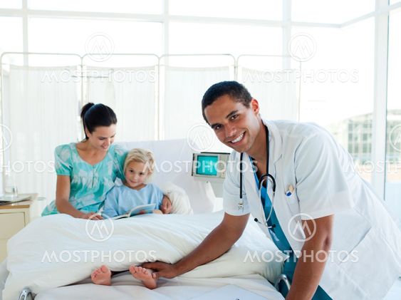 Little girl staying in a hospital as a patient