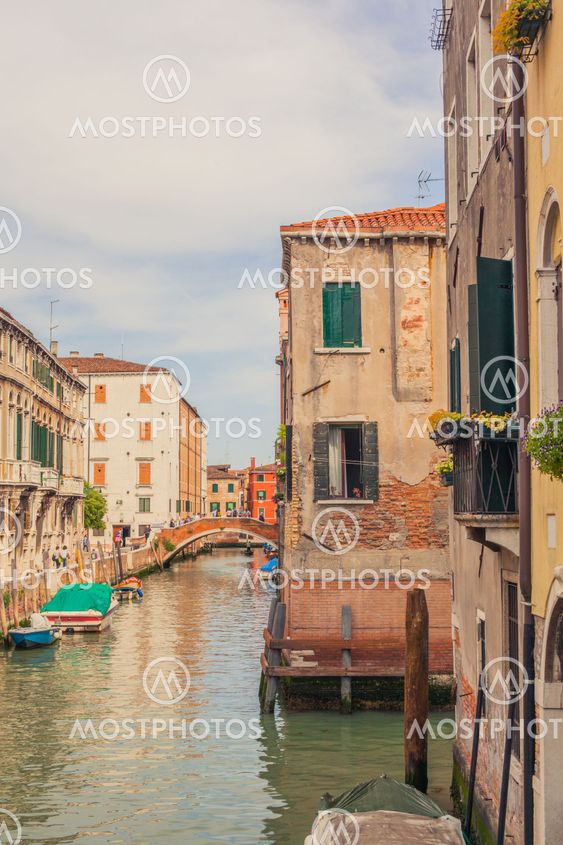 Venice canal with gondolas