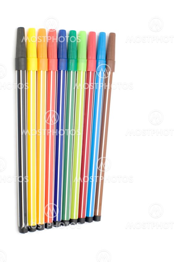 markers on white background
